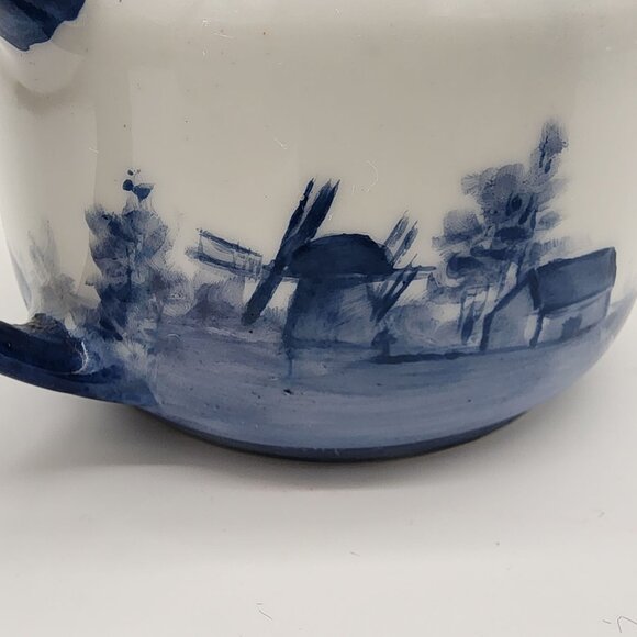 Blue and White Porcelain Cream and Sugar Bowl Nautical Lighthouse Sailboat VTG - Picture 11 of 11